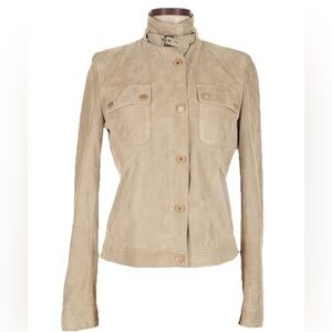 Ralph Lauren Black Label Women’s Vintage Suede Leather Jacket Moto Biker Buckle